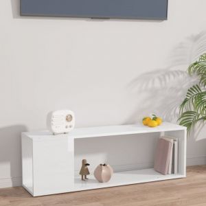 Meuble TV-Banc TV-Meuble Télé Blanc brillant 100x24x32 cm Bois d'ingénierie 663501