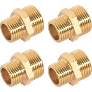 Réduction en Laiton, 4 Pièces de Réduction 3/4 à 1/2 Double Mamelon en Laiton Mâle, 1/2 Pouce à 3/4 Pouces Adaptateur, Durablement Approprié pour les