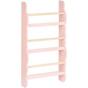 Biblioth&egrave;que Murale en Bois de Pin MDF Suspendue 3 Etages Meuble Chambre Enfant Rose Pastel Rigolet