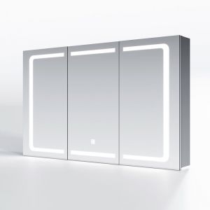 Armoire de toilette inox miroir led avec éclairage avec prise de courant tactile armoire de toilette miroir de salle de bain 105x65x13.3cm - Sonni