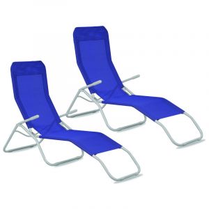 Aga24 - Aga 2x Chaise longue de jardin siesta Bleu foncé