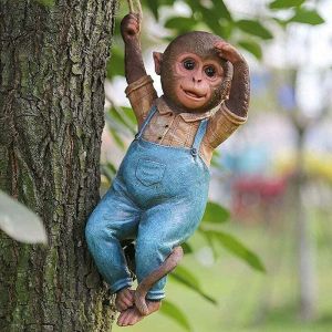 R&eacute;sine Singe Escalade Suspendu R&eacute;sine Singe Statue Jardin Animal Statue Jardin D&eacute;coration-V&ecirc;tements