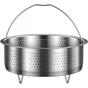 Panier en acier inoxydable avec poign&eacute;e et support de pied, insert universel pour casserole avec trou uniforme, adapt&eacute; pour cuiseur &agrave; riz, po&ecirc;le &agrave;