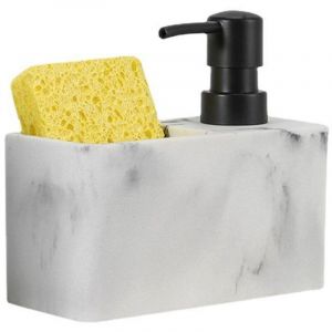 Distributeur de savon &agrave; vaisselle et porte-&eacute;ponge Distributeur de savon pour les mains avec porte-&eacute;ponge Distributeur de savon de cuisine Blanc