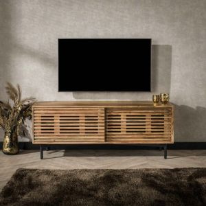 Pier Import - Petit meuble tv en bois à portes coulissantes motif baguette melbourne