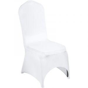 Mophorn - Housse de chaise pliante extensible en élasthanne 50 pièces Housse avant arquée universelle blanche Housses lavables