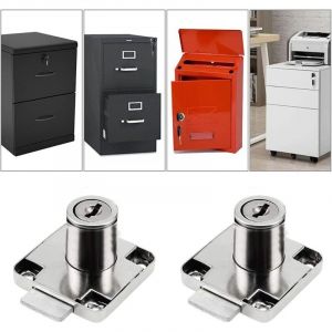 2 Pi&egrave;ces Blanc Verrouillage Push Lock Alliage de Serrure de Tiroir de Bureau Serrure de Meuble &agrave; Cylindre Utilisation pour Armoires Tiroirs Bo&icirc;tes