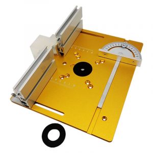 Alliage D'aluminium Kit Table de Fraisage pour Defonceuse, Table Fraisage Défonceuse, Jeu de 3 plaques d'insertion pour table de toupie - Or