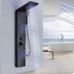 Colonne De Douche Hydromassante Douche Fixe &agrave; Cascade, Douchette Arri&egrave;Re Avec Douchette &agrave; Main Et Colonne De Douche Avec Bec De Baignoire