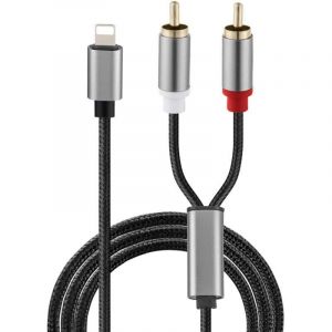 C&acirc;ble RCA Audio Auxiliaire Adaptateur Lightning vers 2RCA Jack M&acirc;les 1M Compatible avec iphone 14 13 Pro Max 13 Mini 12 12 Pro Max 12 Mini 11 Pro Max