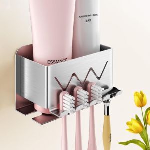 Porte Brosse à Dents Mural, Acier Inoxydable Support Brosse a Dent Electrique Support Brosse a Dent Auto-Adhésif Aucun Perçage Requis Support De
