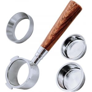 Porte-filtre sans fond de 51 mm avec 3 oreilles, porte-filtre sans fond en bois de palissandre rouge pour DeLong EC680/EC685/EC785/EC820/EC850/EC860