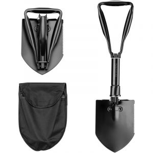 Wiltec Pelle pliante 58 x 15 cm en acier, b&ecirc;che pliable de survie multifonctionnelle avec hache et scie