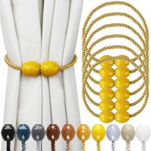 Embrasses de rideaux magn&eacute;tiques solides or, lot de 6, embrasses d&eacute;coratives pour rideaux d'ext&eacute;rieur