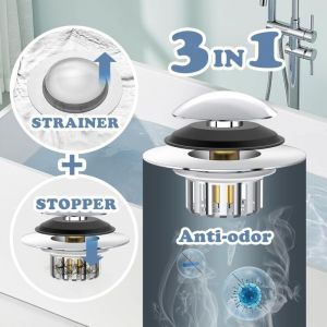 Bouchon de vidange Universel 3 en 1 pour Baignoire - Bouchon de vidange de Baignoire Anti-Obstruction - pour Chaussures de vidange de 3,7 &agrave; 4,6 cm