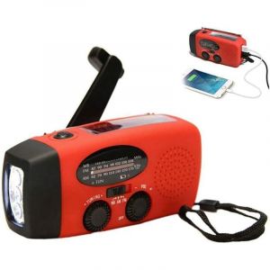 Radio Dynamo avec manivelle solaire, 1 radio Dynamo avec manivelle solaire avec lampe torche LED Alimentation batterie 3 x AAA 350 mAh 3,6 V Ni-MH