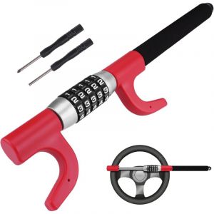 LaBlanc - Antivol Voiture, Canne Antivol Voiture, Bloque Volant, Barre Antivol Robuste et S&eacute;curis&eacute;e, Universelle(Rouge)