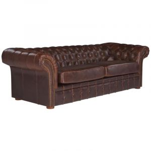 Vente-unique - Canapé 3 places chesterfield clotaire 100% cuir vieilli