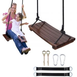 Balançoire Bois Adulte Enfant Extérieur Intérieur Siège Arbre avec Accessoire Portique Jeux Jardin Max Poids 200kg (50x25cm)