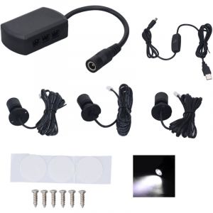Mini LED Spot Lights 5V USB Vitrine Lumi&egrave;re d'affichage 1 &agrave; 3 Lumi&egrave;re de petit meuble dimmable blanc clair noir