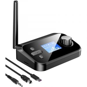 Transmetteur Bluetooth pour TV Double Casques, Adaptateur Bluetooth pour TV LCD Display Volume r&eacute;glable, R&eacute;cepteur sans fil