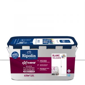 Ripolin - Peinture Blanc Velours monocouche pour Murs, Plafonds, Boiseries et Radiateurs - 2,5L