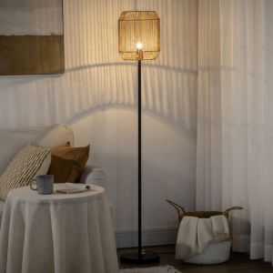 Lampadaire sur pied salon abat-jour en corde de papier design naturel base E27 Max. 40W - &Oslash; 26 x 164H cm