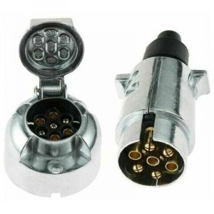 Prise Remorque 7 Broches Male M&eacute;tal Et Prise Remorque 7 Broches Femelle M&eacute;tal,12V Adaptateur Prise pour Remorque 7 Broches fiche Attelage remorque 7