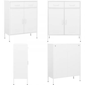 Vidaxl - Armoire de rangement Blanc 80x35x101,5 cm Acier - Meuble De Rangement - Armoire Blanche - Armoire Métallique - Rangement Salle De Séjour
