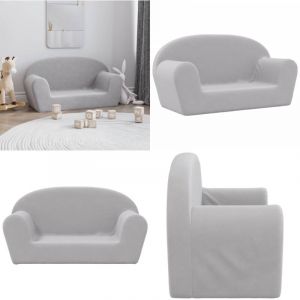 Canap&eacute; pour enfants 2 places gris clair peluche douce - Canap&eacute; Enfant - Canap&eacute; B&eacute;b&eacute; - Mobilier Enfant - Meubles Pour Chambre D'enfant - Fauteuil