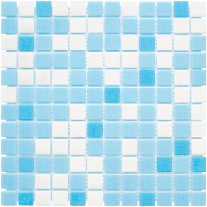 MOSAIQUE MELANGE ADOUCI BLANC BLEU TRAME PAPIER 1 PLAQUE 32,7 x 32,7 CM CASA LINEA