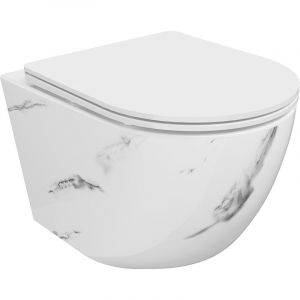 Mexen - Lena cuvette wc Rimless avec abattant slim à descente progressive, duroplast, pierre blanche - 30224092