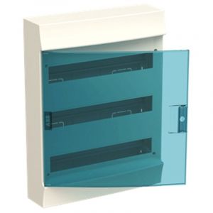 ABB - Tableau mural 54 modules IP41 porte bleu pétrole blanc 3 rangées 41P18X32