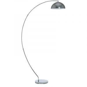 Lampadaire Design Incurv&eacute; en M&eacute;tal Argent&eacute; avec Abat-jour Suspendu R&eacute;glable E27 Max 60W pour Salon ou Coin Lecture au Design Moderne Beliani