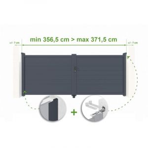 Portail battant ajustable en largeur EIGER 3,5m H.140cm Aluminium Gris Anthracite
