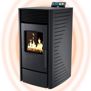 P9 Poêle à Granulés 11 kW jusqu'à 220 m³ – Cheminée Électrique avec Mode eco, Wi-Fi Ready, Programmateur Hebdomadaire et Thermostat de Surchauffe