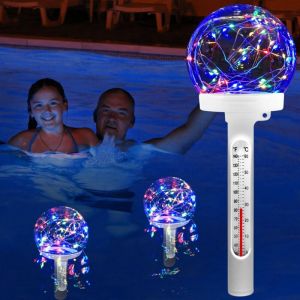 Thermom&egrave;tre Piscine Flottant,LED Color&eacute;e Thermom&egrave;tre Piscine Solaire,Thermom&egrave;tre de Piscine Facile &agrave; Lire la Nuit,Thermom&egrave;tre de l'Eau pour Piscine