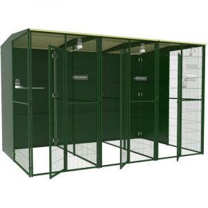 Voli&egrave;re de jardin de 6m2 avec porte et 5 panneaux coupe-vent opaques AVEC 3 S&Eacute;PARATION, IMOR&reg;