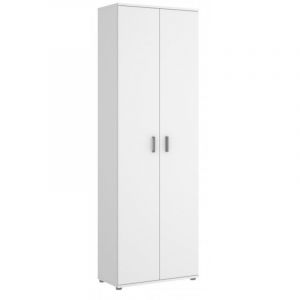 Abitare - Meuble &agrave; chaussures 190 cm blanc mat avec deux portes et six &eacute;tag&egrave;res - New York