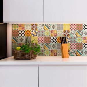 Ambiance-sticker - Sticker Mural Carrelage adhésif Cuisine Salle de Bain - 15 stickers carrelages azulejos mosaïque multicolore - 15stickers20x20cm