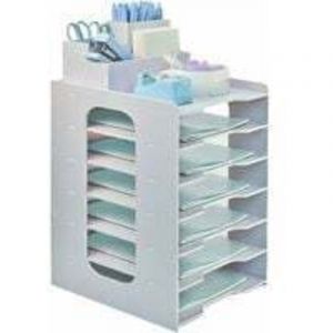 Fitags - Niveaux Bac &agrave; Courrier Empilable, Corbeille &agrave; Courrier, A4 Organisateur de Bureau Bois Plastique, Plateau de Papier Blanc, Banette de