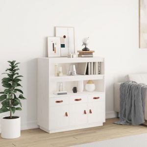 Buffet haut, Enfilade, Armoire de cuisine Blanc 100x40x108,5 cm Bois massif de pin WFE870632 design in