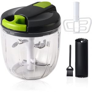 Coupe-oignons manuel, hachoir &agrave; oignons de 900 ml avec 5 lames en acier inoxydable et m&eacute;langeur manuel, coupe-l&eacute;gumes manuel, hachoir &agrave; oignons pour