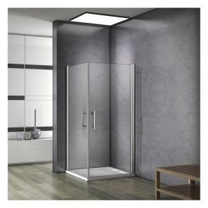 76x76x187cm porte de douche pivotante avec un receveur correspondant à la dimension de la cabine de douche