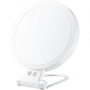 Miroir Maquillage Grossissant Lumineux, 5X/1X Double Face, Miroir LED 1000mAh Rechargeable avec 3 Couleurs &eacute;clairage, Miroir Cosm&eacute;tique Voyage