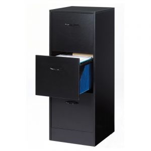 Classeur 3 tiroirs dossiers suspendus noir Office H109cm