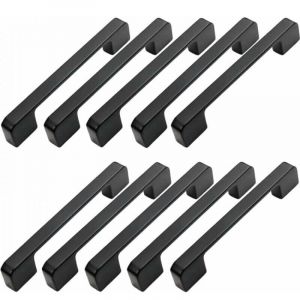 10pcs Poign&eacute;e Meuble Entraxe 128mm-Poign&eacute;e Porte Cuisine Noire Poignee Barre Meuble Poignee De Cuisine Noire 128mm