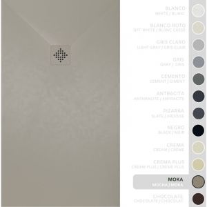 SOULBATH Receveur de Douche -R&eacute;sine -Gel Coat -Texture Lisse/Pierre -Antid&eacute;rapant -Couleur Moka - 110x90- Extra plat 3cm. Bonde de Vidage incluse