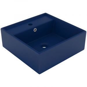 Bonnevie - Lavabo vasque à poser Luxueux, carré à trop-plein Bac à laver, Bleu foncé mat 41x41 cm Céramique OIB2366E - Bleu