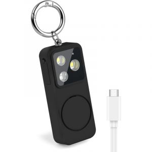 Alarme Personnelle avec Lumi&egrave;re LED, Ring Alarm de 150 DB, Sifflet et Alarme Personnelle, Lampe Puissante, Alarmes de Poche, noir